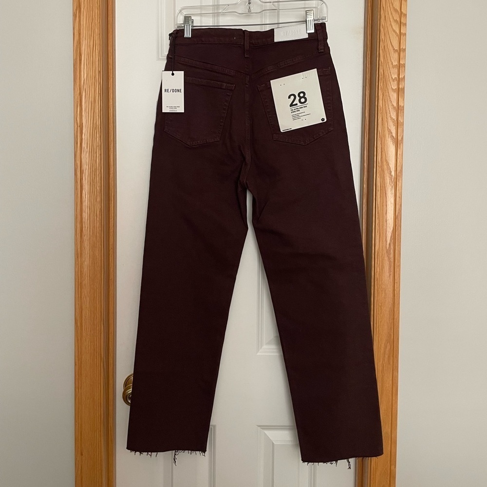 Re/Done 70s Ultra High Rise Stove Pipe Jeans Size 28 Washed Plum - Picture 11 of 13